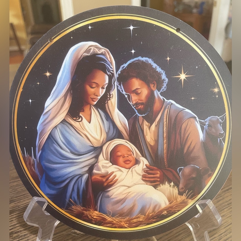 Nativity Scene Wood 7.87in…Tassel Included.Plate stand Not Included
